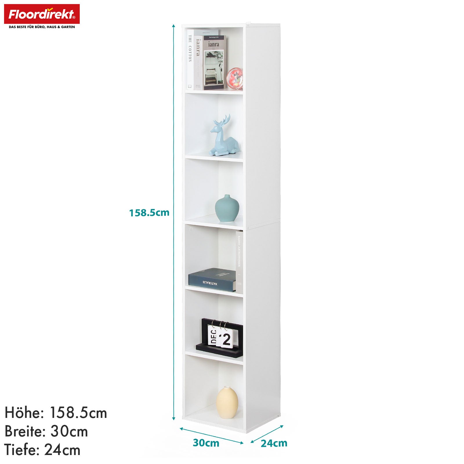 Boekenkast | Delaware | Staande plank met 6 open planken, ruimtebesparend & modern