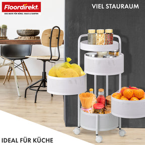 Rolwagen | Henry | Keukentrolley van staal met wielen | Serveerwagen | 3 of 5 niveaus | Wit & Zwart