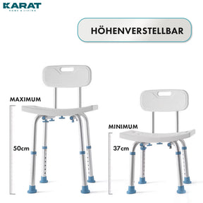 Douchekruk | Jonah | In hoogte verstelbaar met rugleuning | Ergonomische badstoel voor bad en douche, anti-slip & stabiel, belastbaar tot 150 kg
