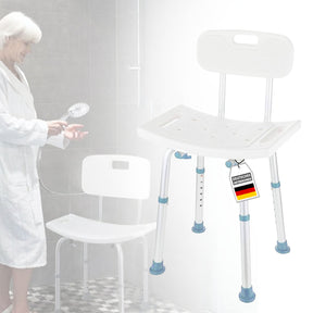 Douchekruk | Jonah | In hoogte verstelbaar met rugleuning | Ergonomische badstoel voor bad en douche, anti-slip & stabiel, belastbaar tot 150 kg