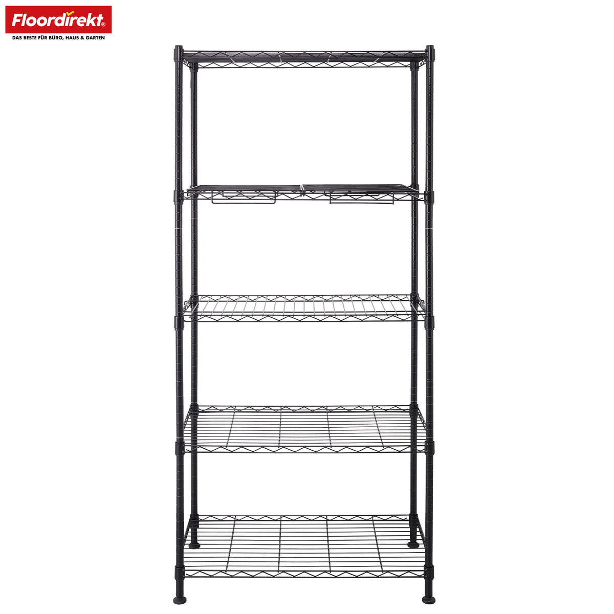 Roosterrek | Taranaki | Open metalen rek van gepoedercoat staal met uitneembare legplanken