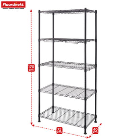 Roosterrek | Taranaki | Open metalen rek van gepoedercoat staal met uitneembare legplanken
