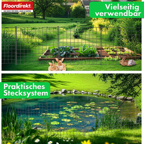 Metalen hek | Pablo | 5-delige metalen plug-in hekwerkset | Uitbreidbaar voor tuin, vijver & dieren