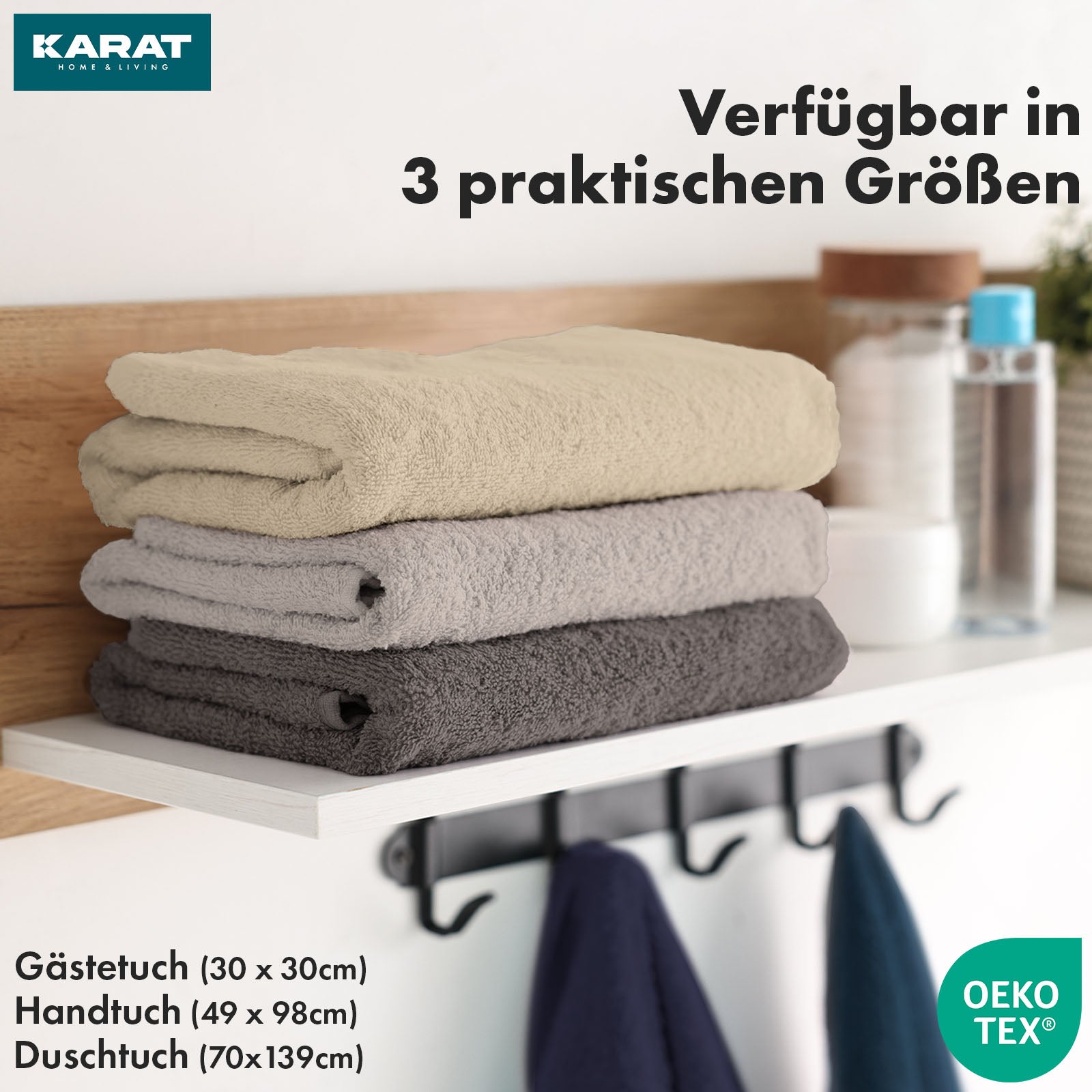 Bay handdoekset | 8-delige set van 100% katoenen handdoeken | 2 x badhanddoek, 2 x handdoek en 4 x zeepdoekje