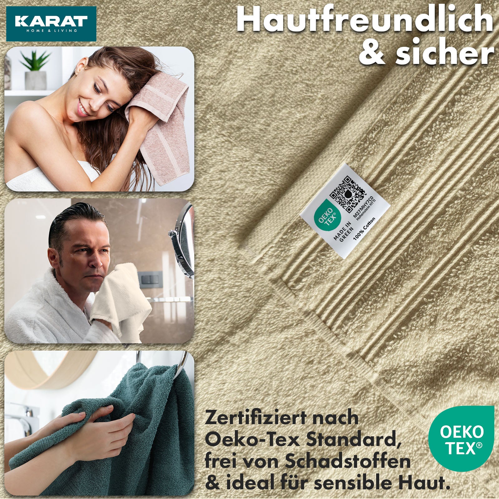 Bay handdoekset | 8-delige set van 100% katoenen handdoeken | 2 x badhanddoek, 2 x handdoek en 4 x zeepdoekje