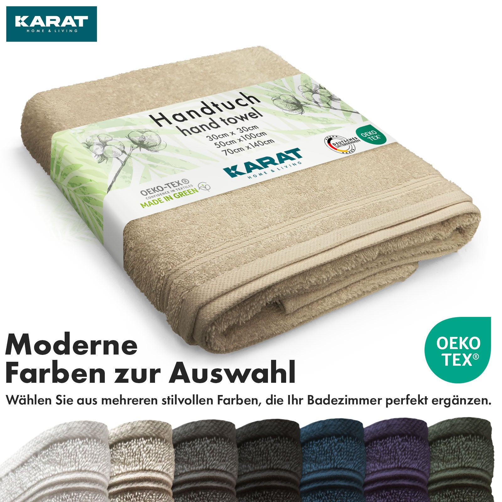 Bay handdoekset | 8-delige set van 100% katoenen handdoeken | 2 x badhanddoek, 2 x handdoek en 4 x zeepdoekje
