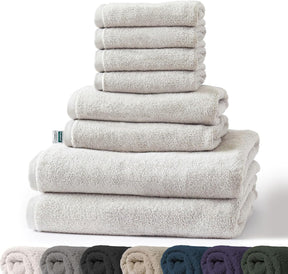Bay handdoekset | 8-delige set van 100% katoenen handdoeken | 2 x badhanddoek, 2 x handdoek en 4 x zeepdoekje