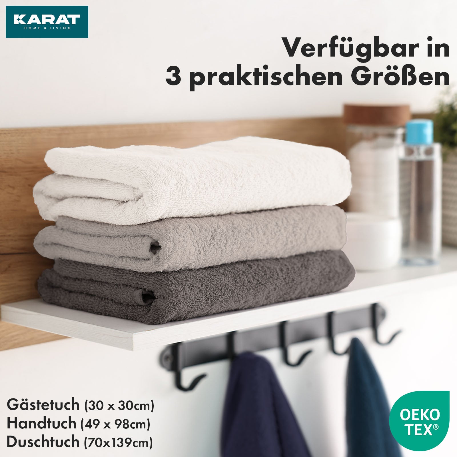 Bay handdoekset | 8-delige set van 100% katoenen handdoeken | 2 x badhanddoek, 2 x handdoek en 4 x zeepdoekje
