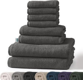 Bay handdoekset | 8-delige set van 100% katoenen handdoeken | 2 x badhanddoek, 2 x handdoek en 4 x zeepdoekje
