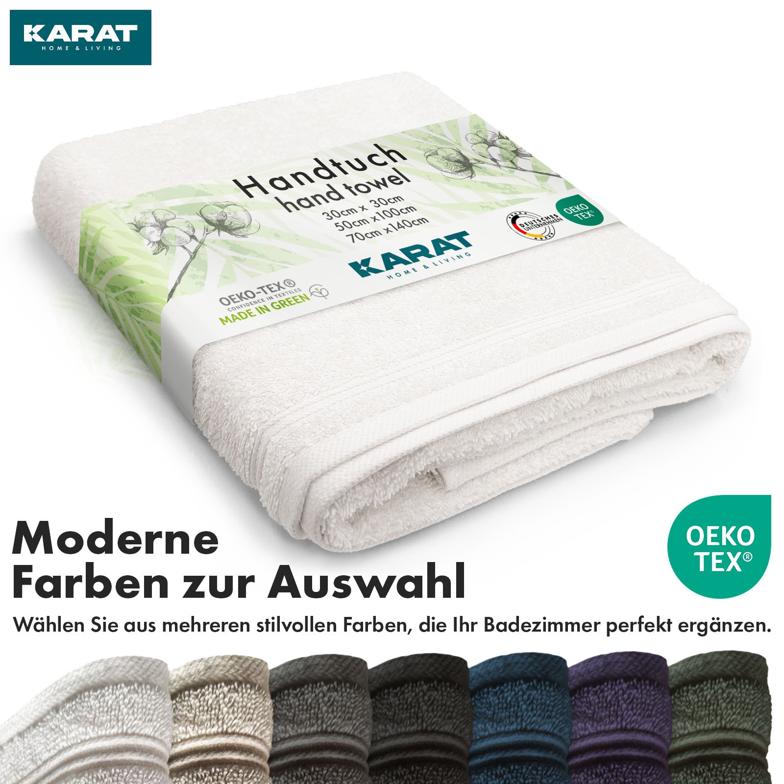 Bay handdoekset | 8-delige set van 100% katoenen handdoeken | 2 x badhanddoek, 2 x handdoek en 4 x zeepdoekje