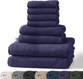 Bay handdoekset | 8-delige set van 100% katoenen handdoeken | 2 x badhanddoek, 2 x handdoek en 4 x zeepdoekje