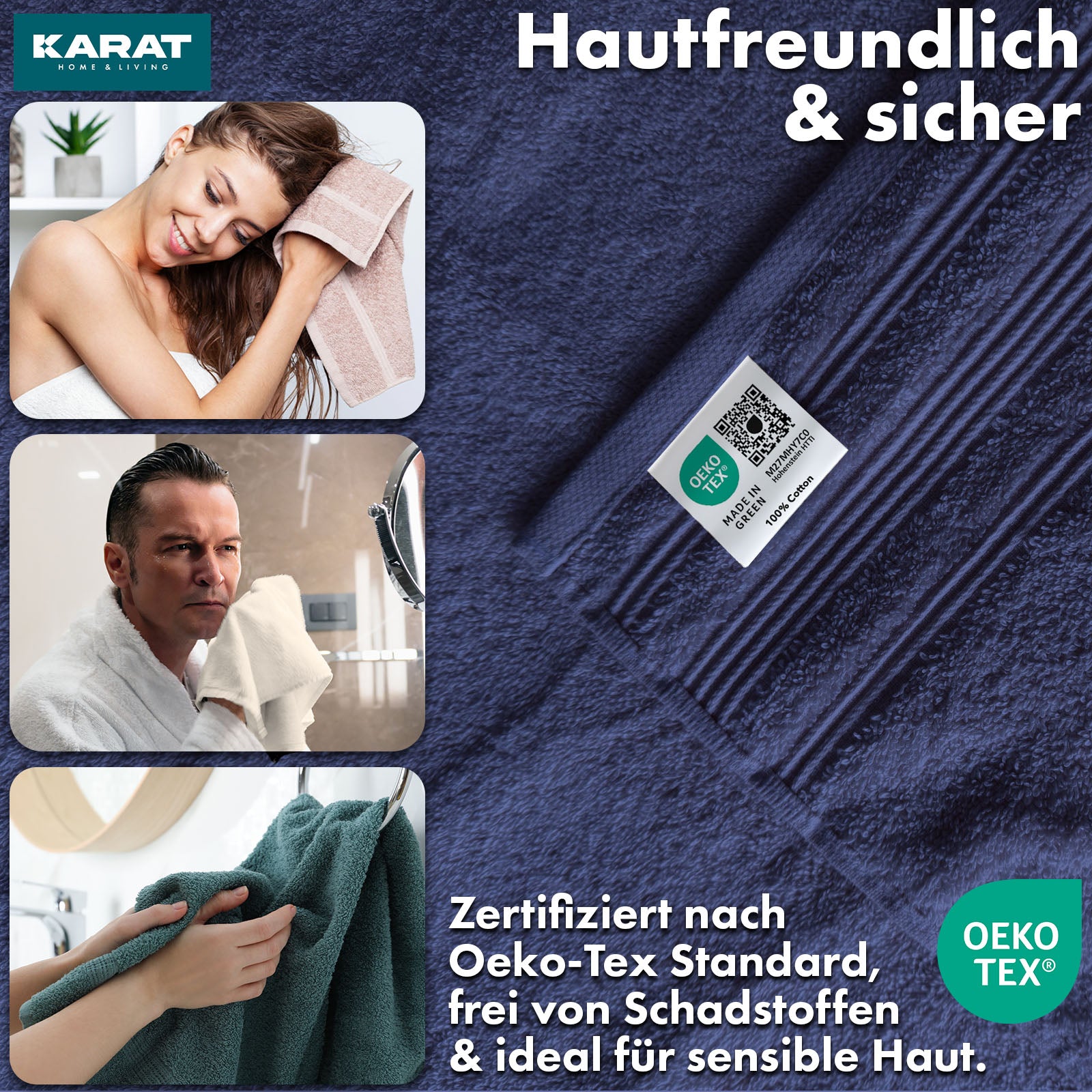 Bay handdoekset | 8-delige set van 100% katoenen handdoeken | 2 x badhanddoek, 2 x handdoek en 4 x zeepdoekje