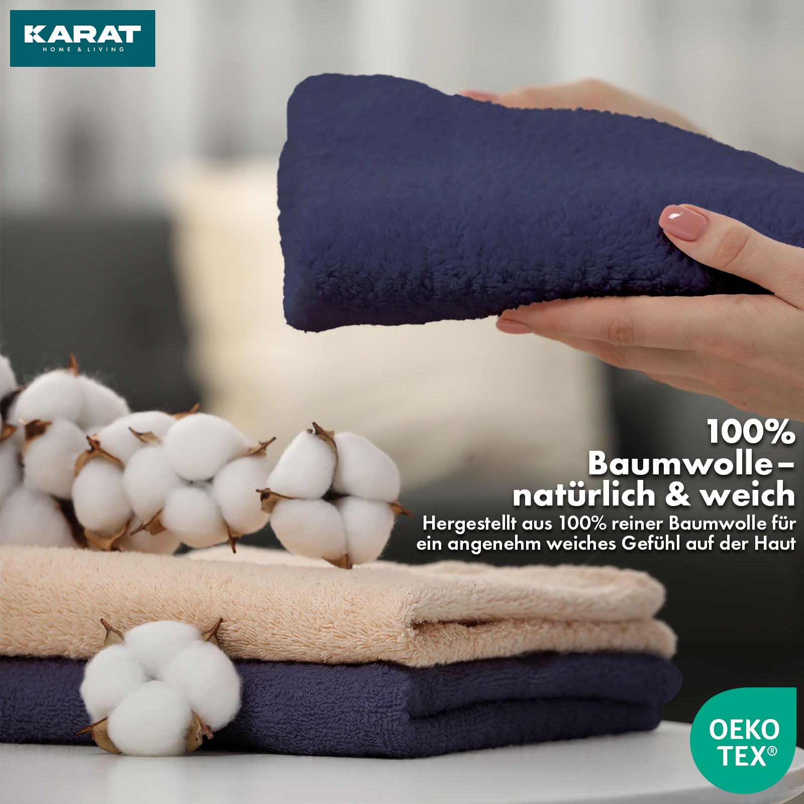 Bay handdoekset | 8-delige set van 100% katoenen handdoeken | 2 x badhanddoek, 2 x handdoek en 4 x zeepdoekje