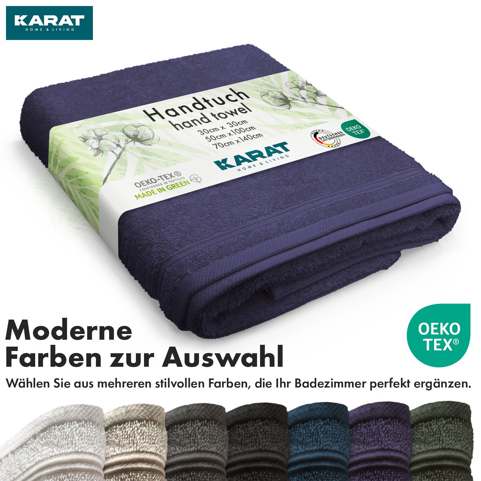 Bay handdoekset | 8-delige set van 100% katoenen handdoeken | 2 x badhanddoek, 2 x handdoek en 4 x zeepdoekje