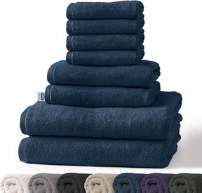 Bay handdoekset | 8-delige set van 100% katoenen handdoeken | 2 x badhanddoek, 2 x handdoek en 4 x zeepdoekje