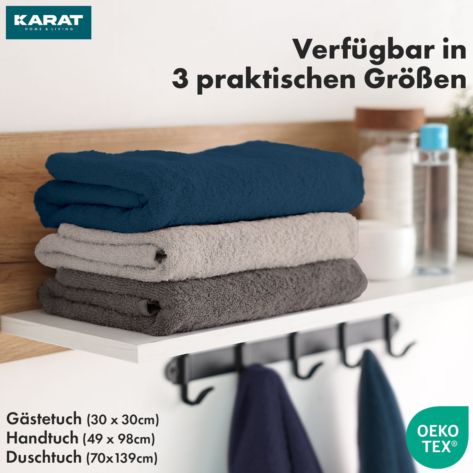 Bay handdoekset | 8-delige set van 100% katoenen handdoeken | 2 x badhanddoek, 2 x handdoek en 4 x zeepdoekje
