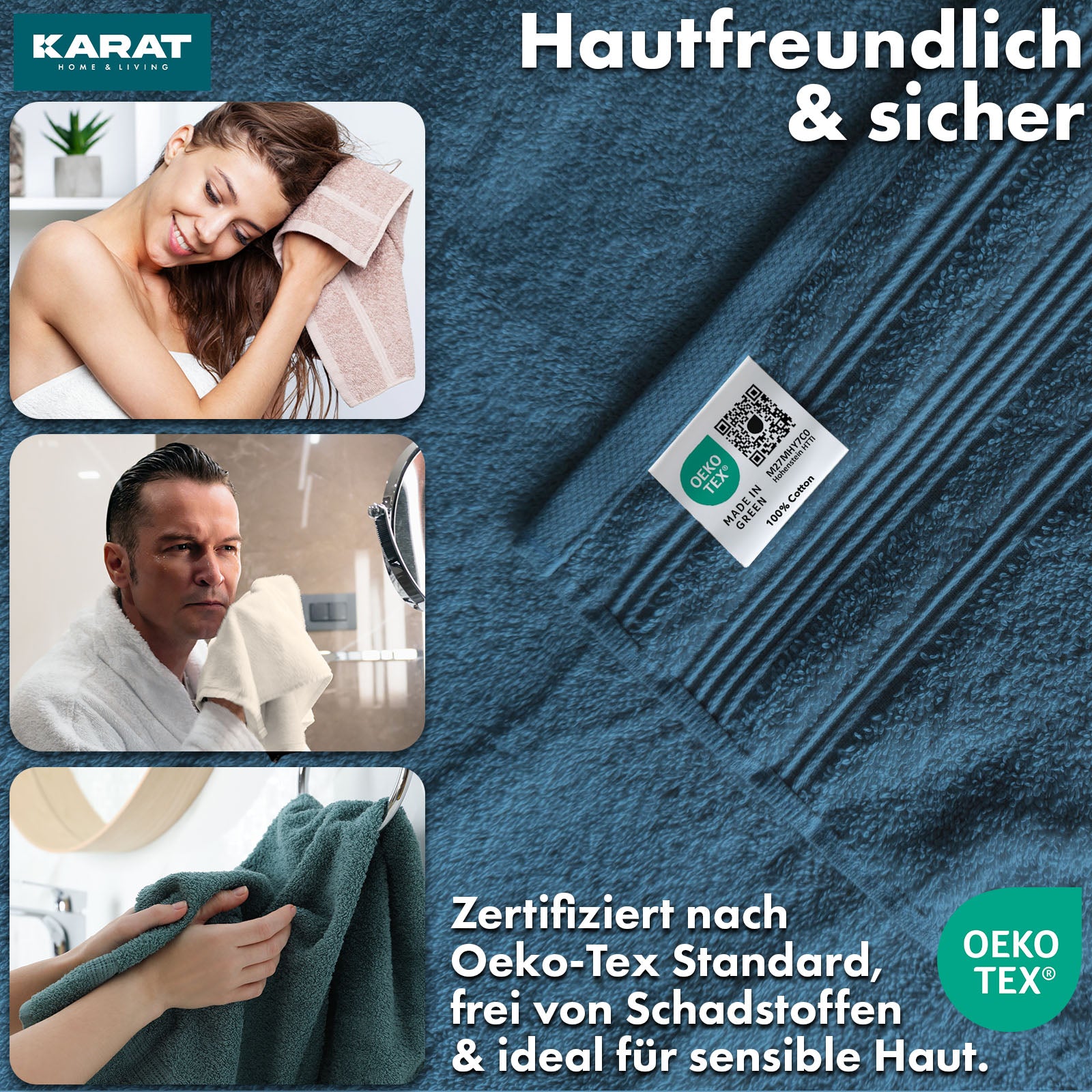 Bay handdoekset | 8-delige set van 100% katoenen handdoeken | 2 x badhanddoek, 2 x handdoek en 4 x zeepdoekje