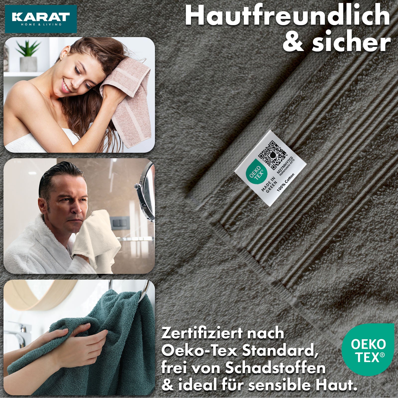 Bay handdoekset | 8-delige set van 100% katoenen handdoeken | 2 x badhanddoek, 2 x handdoek en 4 x zeepdoekje