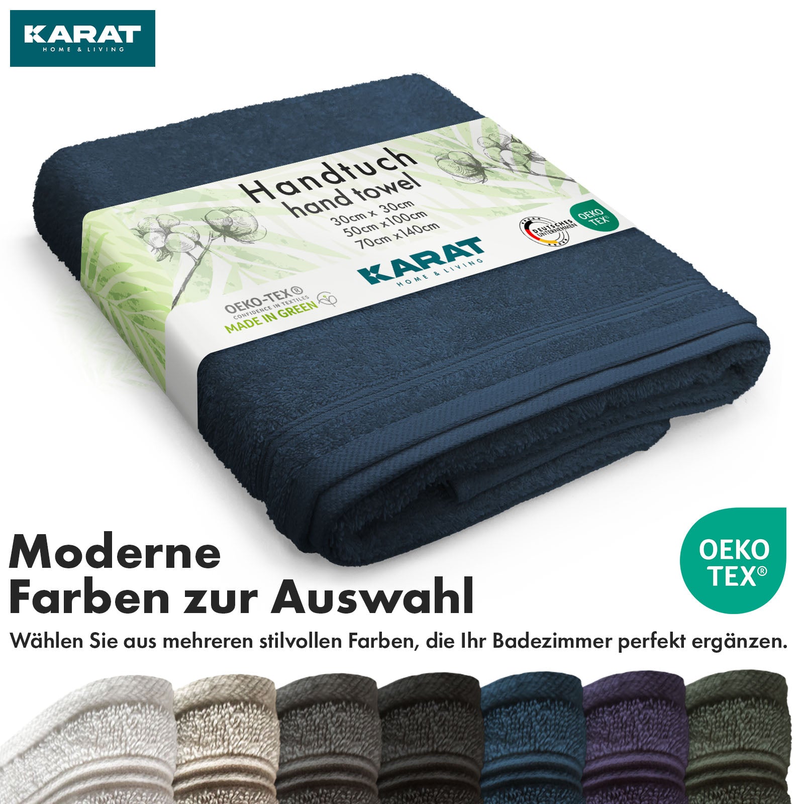 Bay handdoekset | 8-delige set van 100% katoenen handdoeken | 2 x badhanddoek, 2 x handdoek en 4 x zeepdoekje