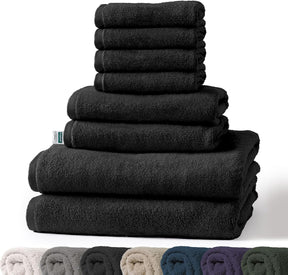 Bay handdoekset | 8-delige set van 100% katoenen handdoeken | 2 x badhanddoek, 2 x handdoek en 4 x zeepdoekje