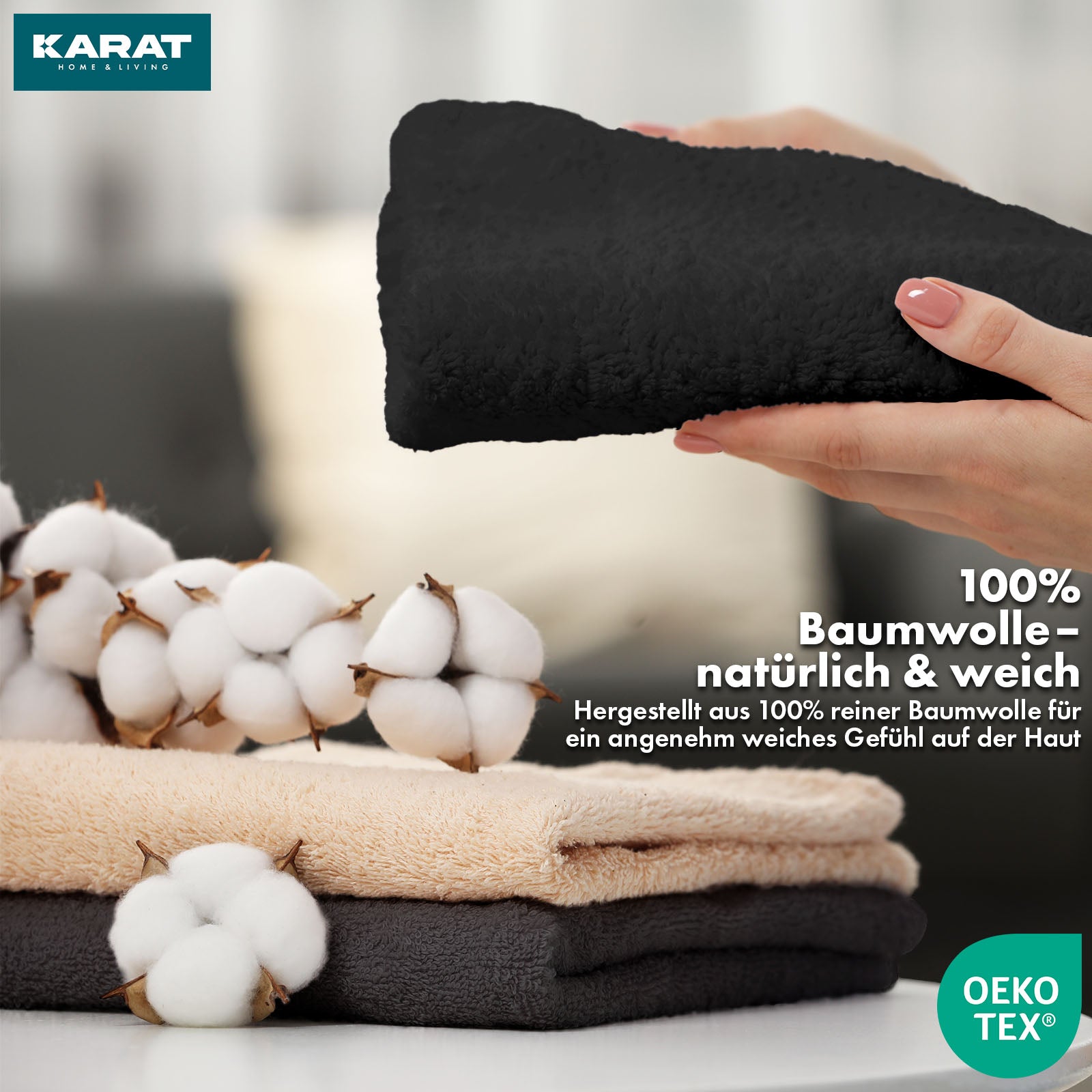 Bay handdoekset | 8-delige set van 100% katoenen handdoeken | 2 x badhanddoek, 2 x handdoek en 4 x zeepdoekje