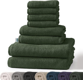 Bay handdoekset | 8-delige set van 100% katoenen handdoeken | 2 x badhanddoek, 2 x handdoek en 4 x zeepdoekje
