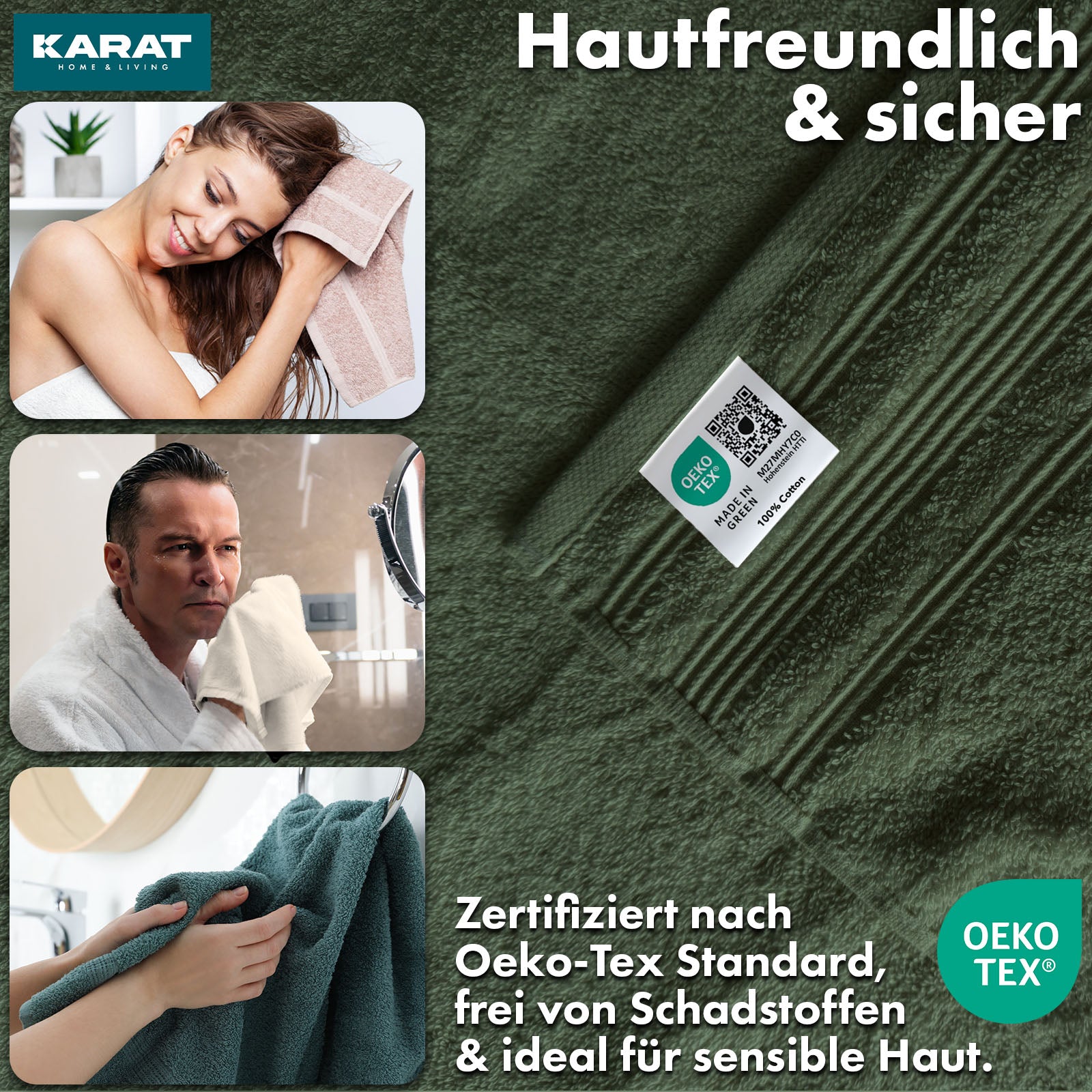 Bay handdoekset | 8-delige set van 100% katoenen handdoeken | 2 x badhanddoek, 2 x handdoek en 4 x zeepdoekje