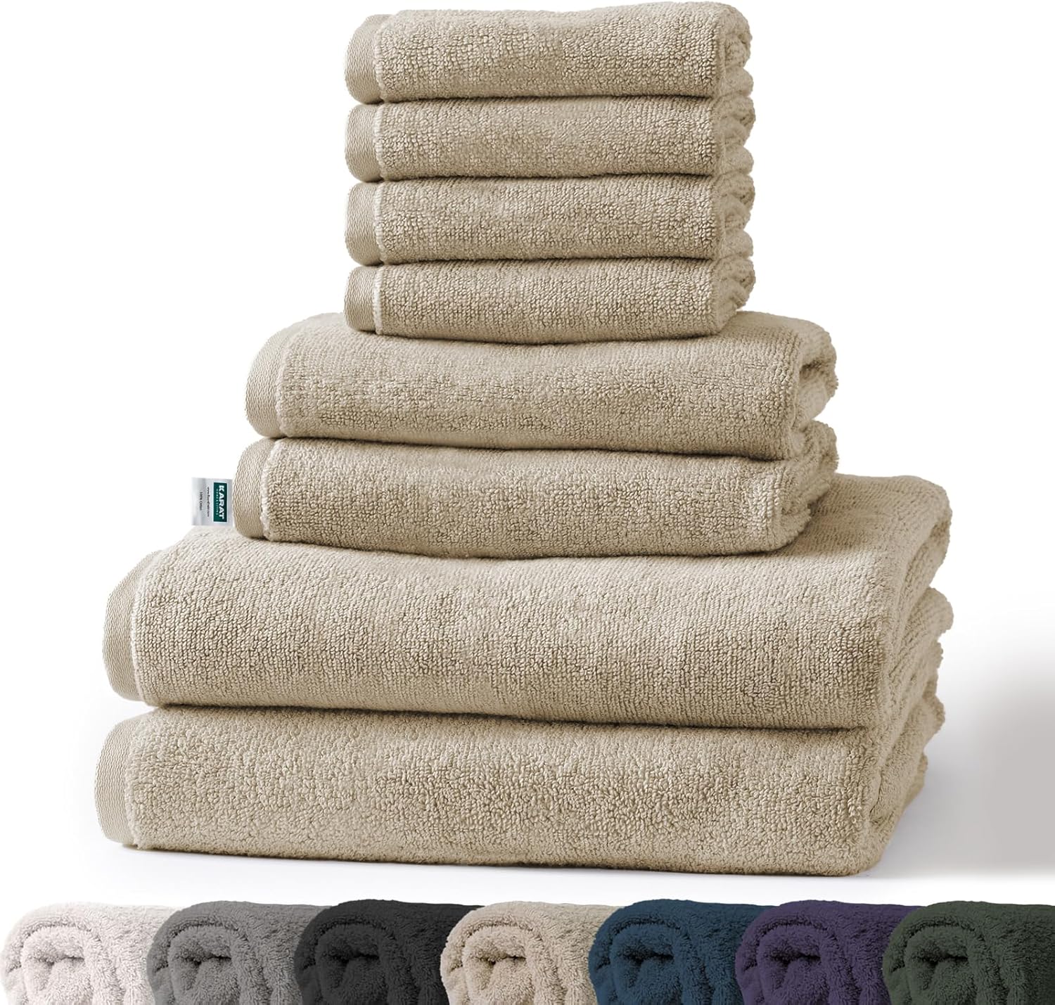 Bay handdoekset | 8-delige set van 100% katoenen handdoeken | 2 x badhanddoek, 2 x handdoek en 4 x zeepdoekje