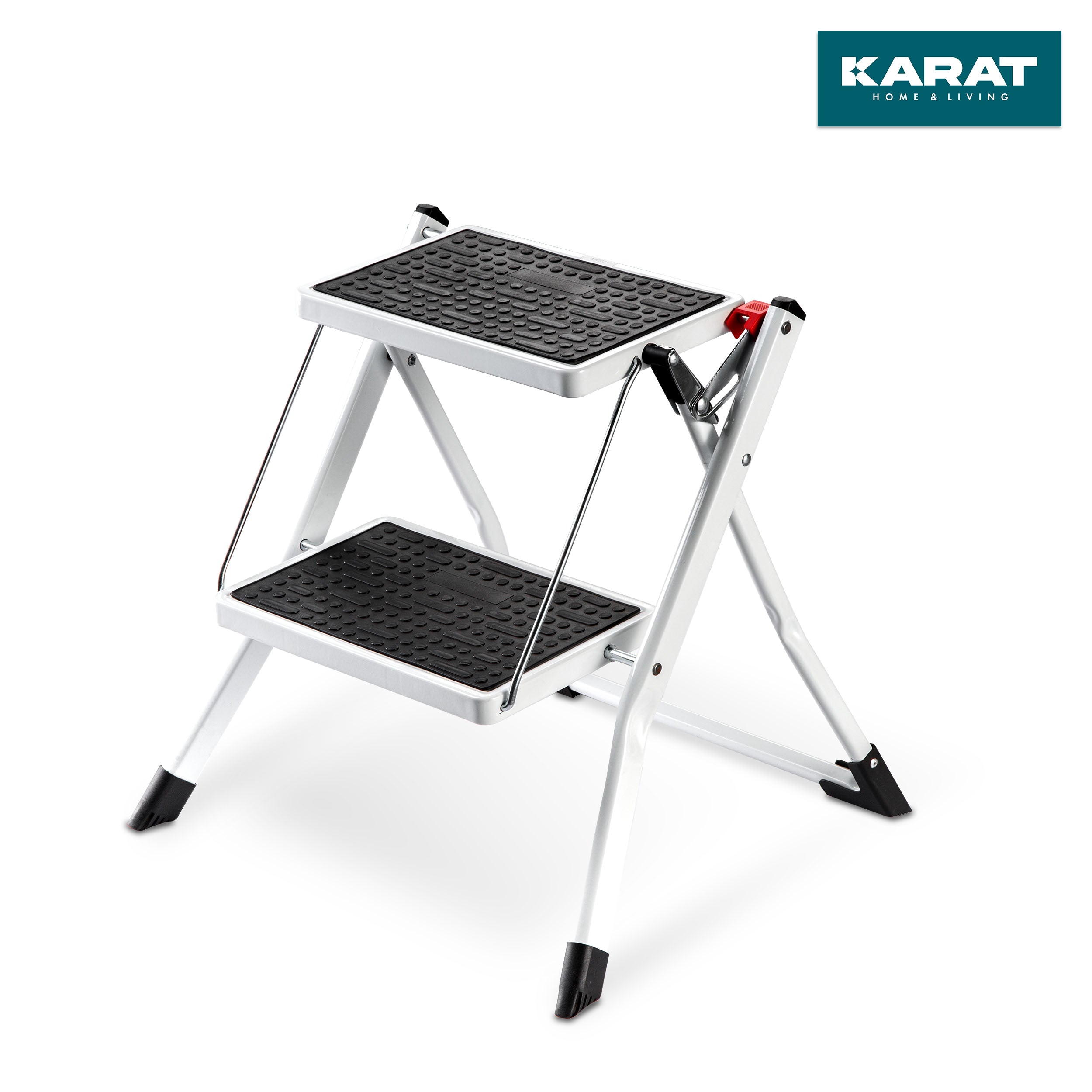 Casa Pura Opstapkruk van staal met wieltjes, antislip rubberen loopvlak, stoot- en roestbestendig, draagvermogen 150 kg (grijs