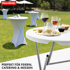 Klaptafel | Nagano | Ronde witte opvouwbare tuintafel | 80 cm diameter