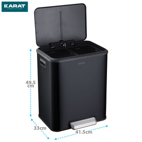 Afvalemmer | Jack | 30 L inhoud | 2-weg afvalscheiding | soft-close & pedaal | roestvrij staal of zwart