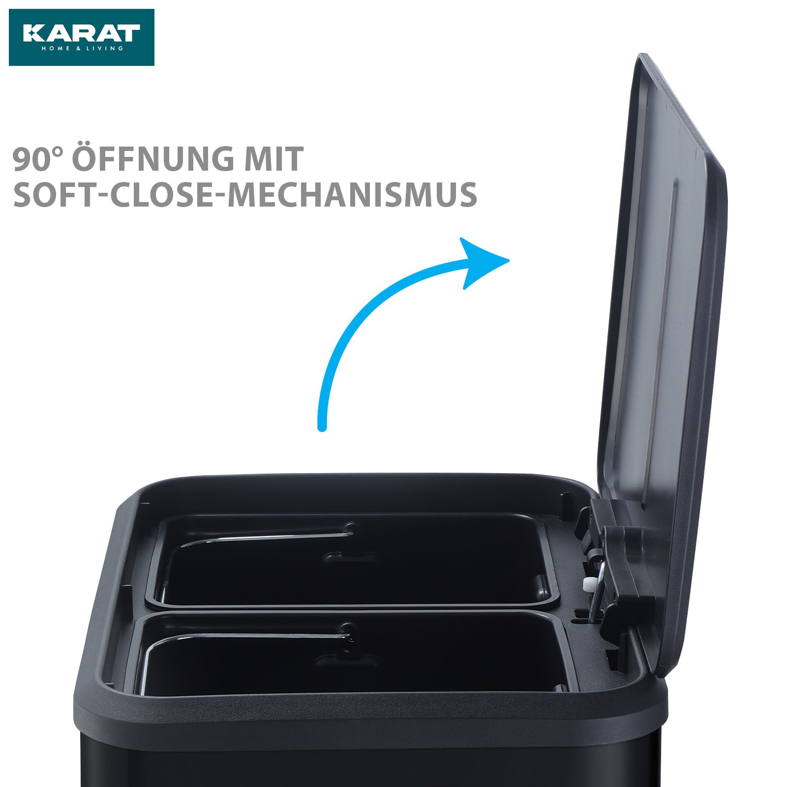 Afvalemmer | Jack | 30 L inhoud | 2-weg afvalscheiding | soft-close & pedaal | roestvrij staal of zwart