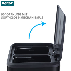 Afvalemmer | Jack | 30 L inhoud | 2-weg afvalscheiding | soft-close & pedaal | roestvrij staal of zwart
