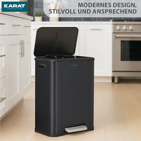 Afvalemmer | Jack | 30 L inhoud | 2-weg afvalscheiding | soft-close & pedaal | roestvrij staal of zwart