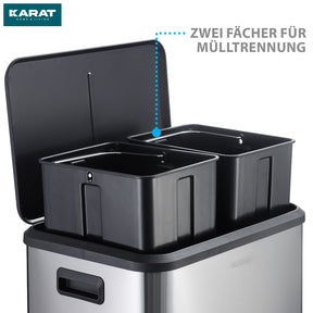 Afvalemmer | Jack | 30 L inhoud | 2-weg afvalscheiding | soft-close & pedaal | roestvrij staal of zwart