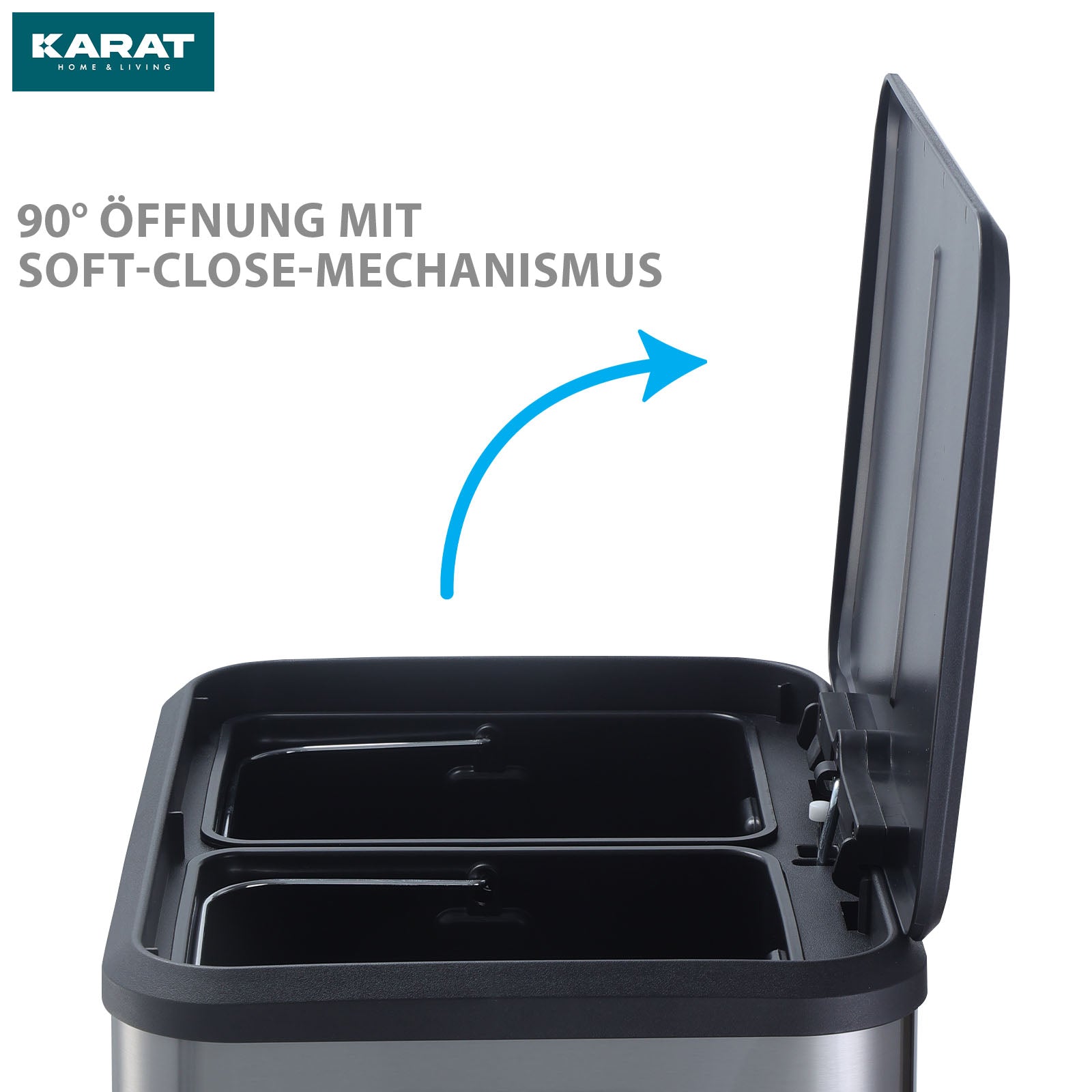 Afvalemmer | Jack | 30 L inhoud | 2-weg afvalscheiding | soft-close & pedaal | roestvrij staal of zwart