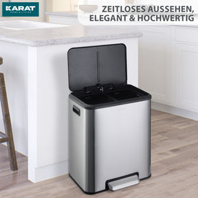 Afvalemmer | Jack | 30 L inhoud | 2-weg afvalscheiding | soft-close & pedaal | roestvrij staal of zwart