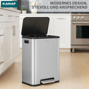 Afvalemmer | Jack | 30 L inhoud | 2-weg afvalscheiding | soft-close & pedaal | roestvrij staal of zwart