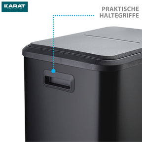 Afvalemmer | Jack | 30 L inhoud | 2-weg afvalscheiding | soft-close & pedaal | roestvrij staal of zwart