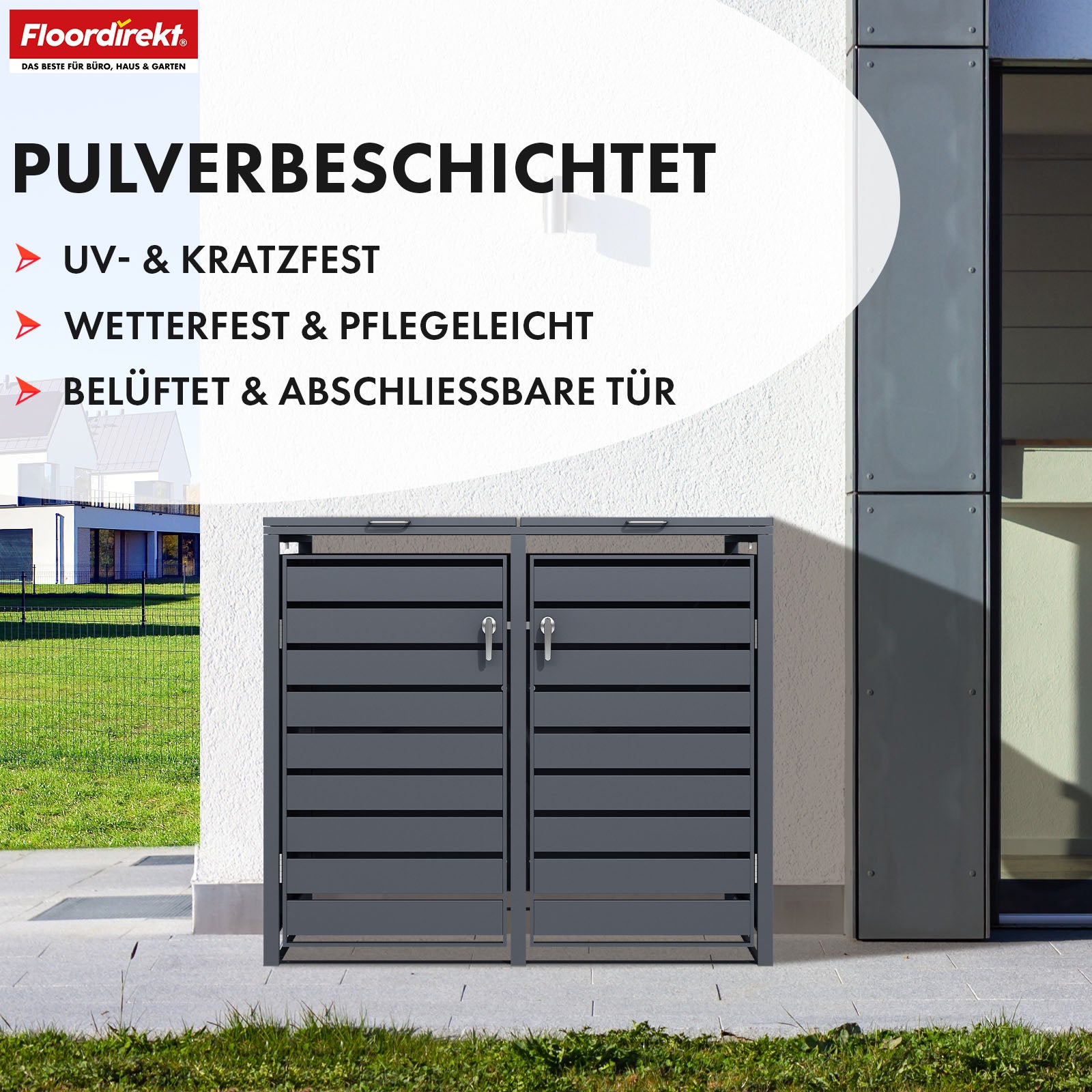 Afvalemmerbox | Magnus | Weerbestendige antracietkleurige afvalemmerbekleding met roestvrijstalen frame | 1-3 deuren | Geschikt voor 60-240 L afvalemmers