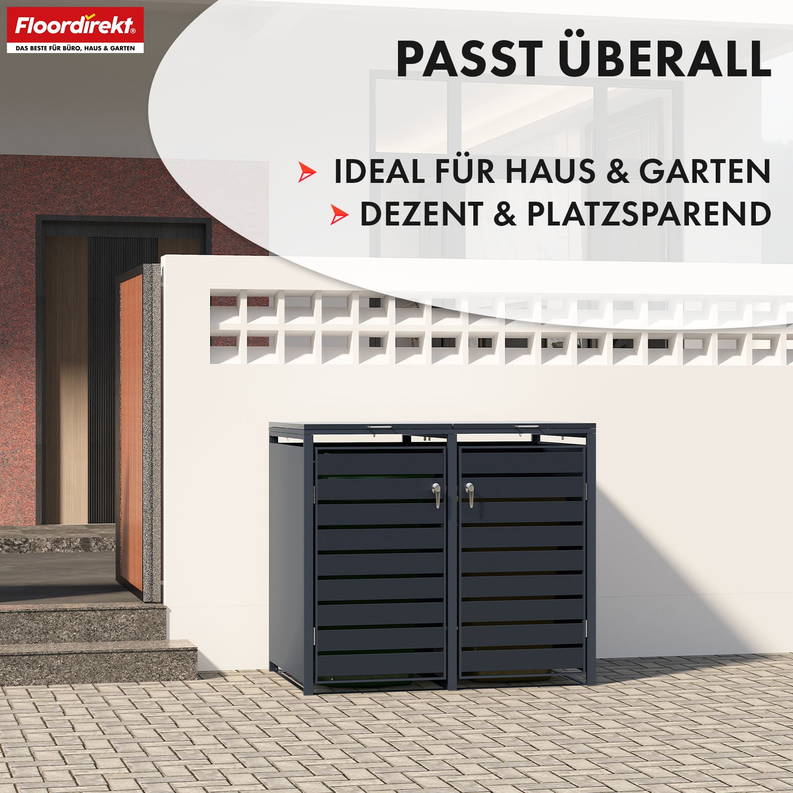 Afvalemmerbox | Magnus | Weerbestendige antracietkleurige afvalemmerbekleding met roestvrijstalen frame | 1-3 deuren | Geschikt voor 60-240 L afvalemmers