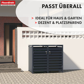 Afvalemmerbox | Magnus | Weerbestendige antracietkleurige afvalemmerbekleding met roestvrijstalen frame | 1-3 deuren | Geschikt voor 60-240 L afvalemmers