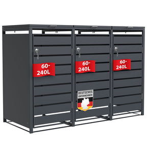 Afvalemmerbox | Magnus | Weerbestendige antracietkleurige afvalemmerbekleding met roestvrijstalen frame | 1-3 deuren | Geschikt voor 60-240 L afvalemmers