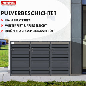 Afvalemmerbox | Magnus | Weerbestendige antracietkleurige afvalemmerbekleding met roestvrijstalen frame | 1-3 deuren | Geschikt voor 60-240 L afvalemmers