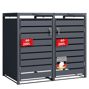 Afvalemmerbox | Magnus | Weerbestendige antracietkleurige afvalemmerbekleding met roestvrijstalen frame | 1-3 deuren | Geschikt voor 60-240 L afvalemmers