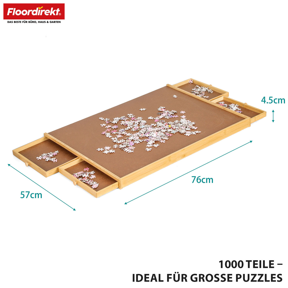 Puzzeltafel | Yukon | Compacte puzzelbasis met lades gemaakt van bamboe & MDF | Voor maximaal 1000 stukjes
