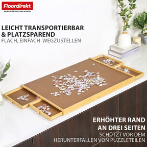 Puzzeltafel | Yukon | Compacte puzzelbasis met lades gemaakt van bamboe & MDF | Voor maximaal 1000 stukjes
