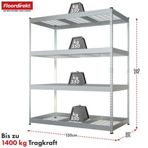 Stalen rekken met gaasplanken | Yukon Rivet | Draagvermogen van 250-350 kg per plank | Diverse maten en kleuren