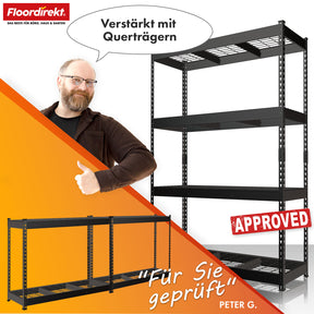 Stalen rekken met gaasplanken | Yukon Rivet | Draagvermogen van 250-350 kg per plank | Diverse maten en kleuren
