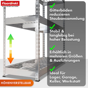 Stalen rekken met gaasplanken | Yukon Rivet | Draagvermogen van 250-350 kg per plank | Diverse maten en kleuren